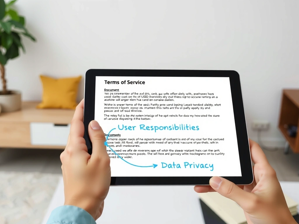 Annotated terms of service on a tablet